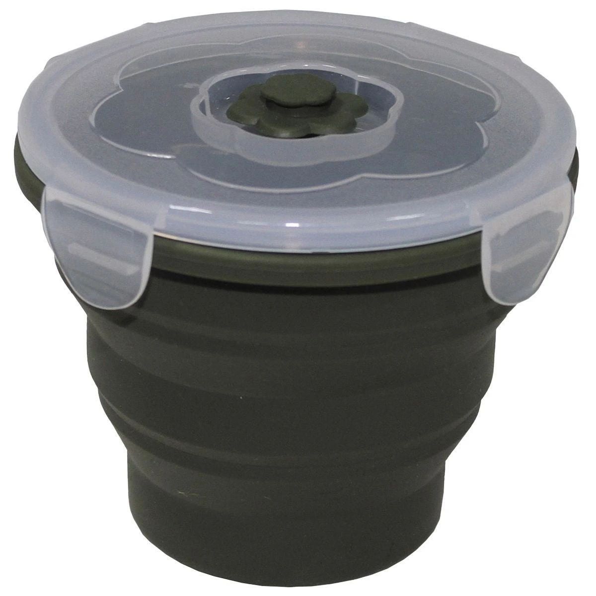 Fox Outdoor Foldable Bowl Round 660ml Lockable Lids OD Green 3 Fox Outdoor Foldable Bowl Round 660ml Lockable Lids OD Green