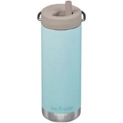 Klean Kanteen TKWide 473ml Insulated Bottle Twist Cap W/Straw Blue Tint